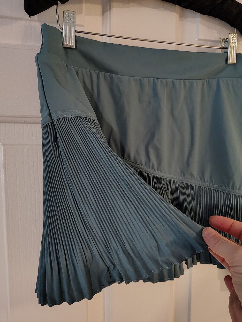 HALARA Pleated Skirt Steel Blue Stretch Mini Skirt - Picture 8 of 10